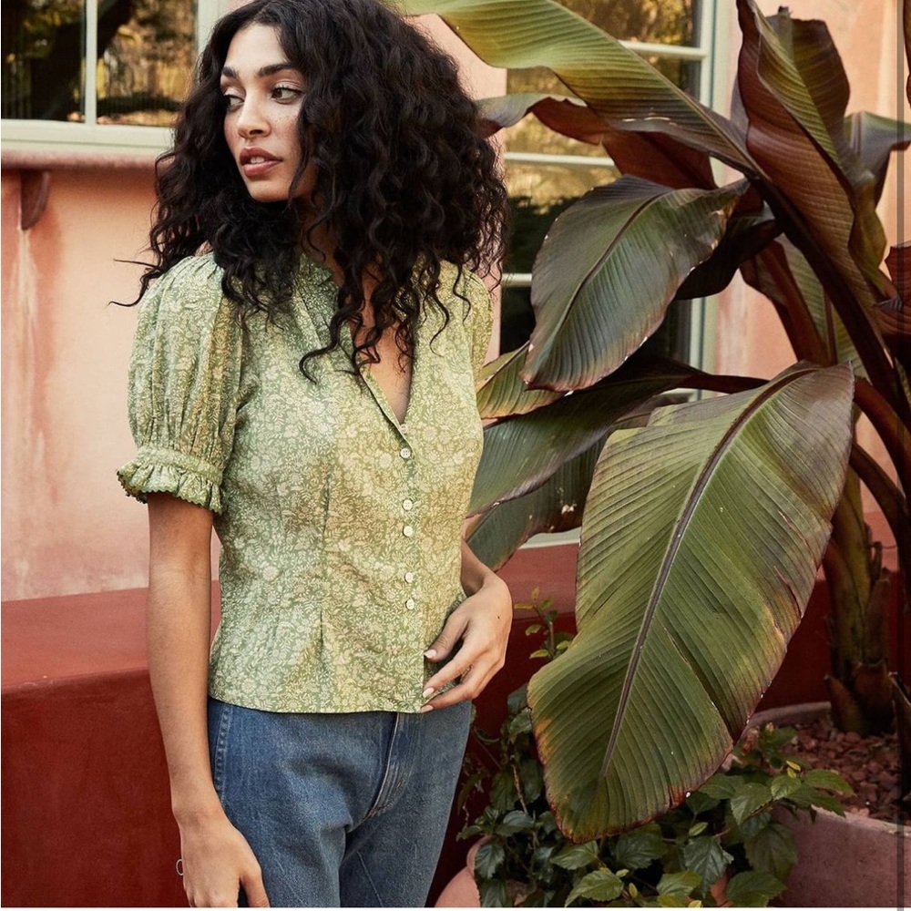 Doen Dauphine Top Green Garden Bloom - L